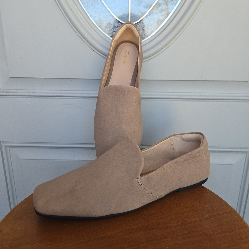 Clarks Pure Slip Sand Leather Loafers